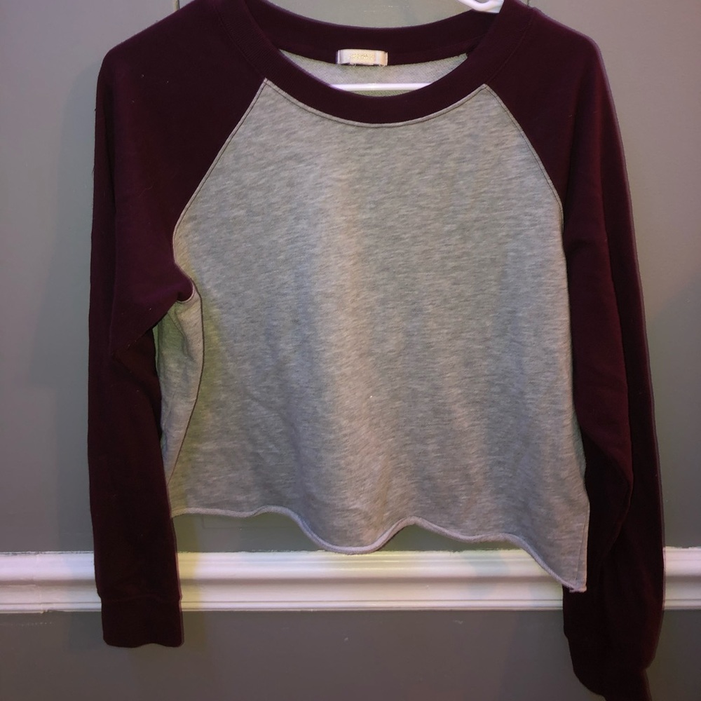 burgundy and gray crop forever 21 crewneck